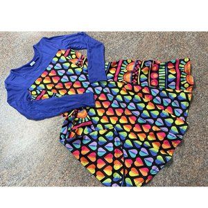 Chooze purple black colorful heart stretchy soft dress sz 8-10 EUC